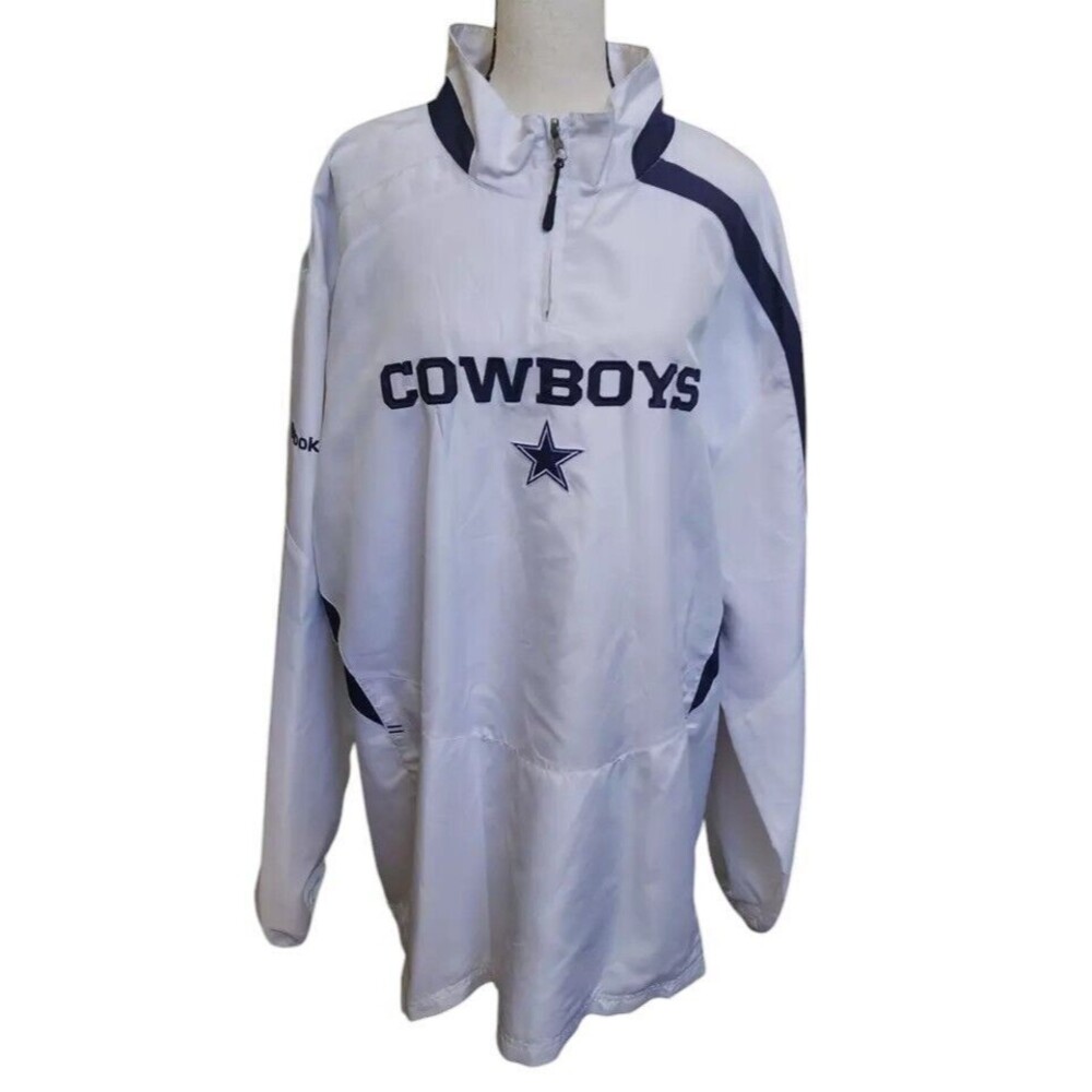 Dallas Cowboys Jacket 2X NFL Onfield Reebok White Pullover